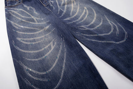 Rhinestone Scratch Denim