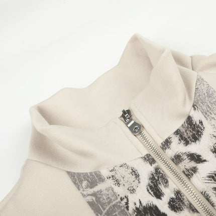 Magic Bear 2026 New American Light Asia Street Flag Baggy Flag Vintage Leopard Print Hoodie Jacket Cardigan Zipper Sweatshirt