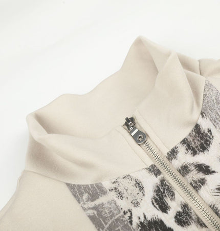 Vintage Leopard Zip Hoodie