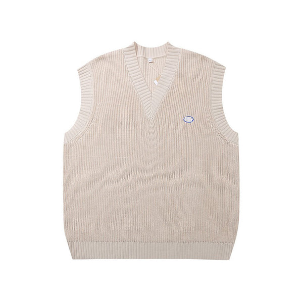 Minimal V-Neck Knit Sweater Vest