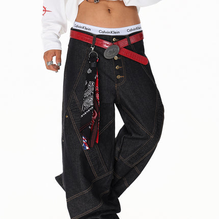 Spliced Deconstructed Wide Jeans