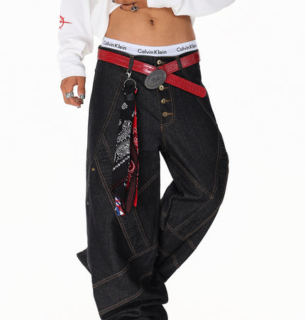Spliced Deconstructed Wide Jeans