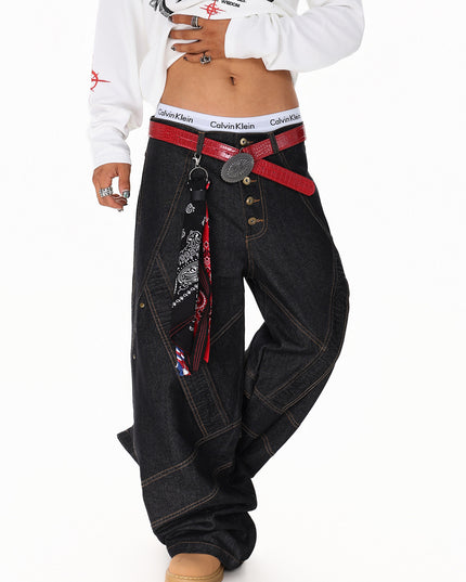 Spliced Deconstructed Wide Jeans