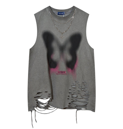 Butterfly Chain Distressed Tank