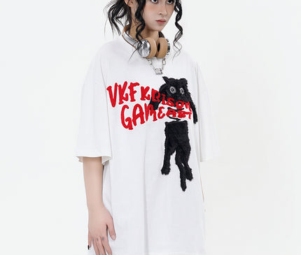 Cat Towel Embroidered Tee