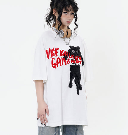 Cat Towel Embroidered Tee