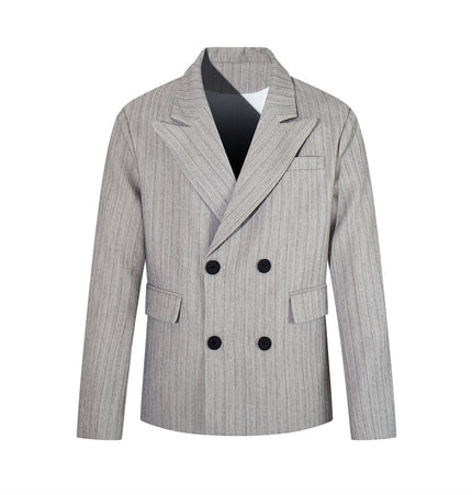 Pinstripe Double-Breasted Suit Set