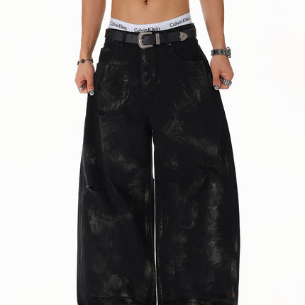 Patchwork Graffiti Washed Jeans