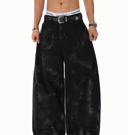 Patchwork Graffiti Washed Jeans