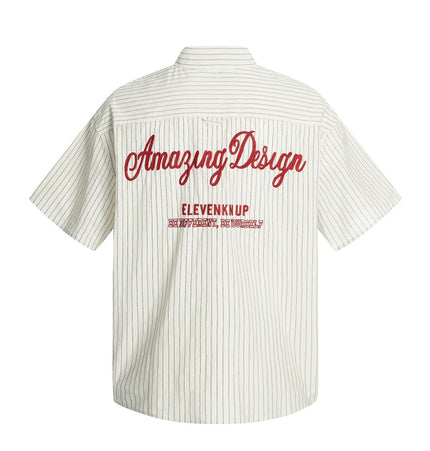 Vertical Stripe Embroidered Shirt