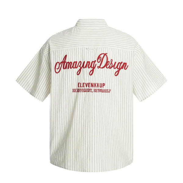 Vertical Stripe Embroidered Shirt