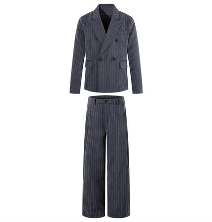 Pinstripe Single-Button Suit Set