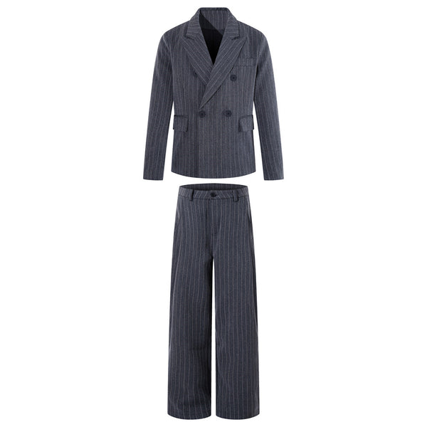 Pinstripe Single-Button Suit Set