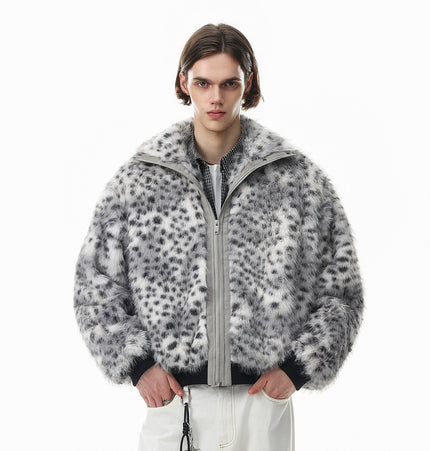 Leopard Faux-Fur Collar Jacket