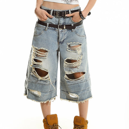 Double Waist Cropped Jeans
