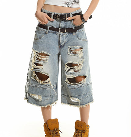 Double Waist Cropped Jeans