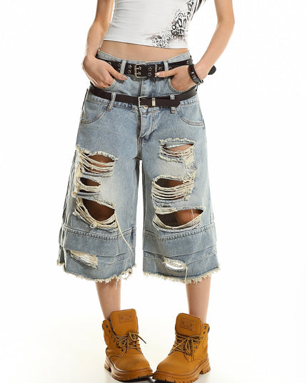Double Waist Cropped Jeans