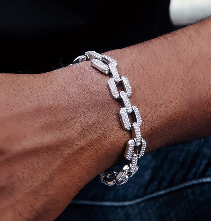 Copper gold-plated full diamond Cuban bracelet men's and women's hip-hopEuropean and American trendy simple squares men's bracelets accessories set hand accessories