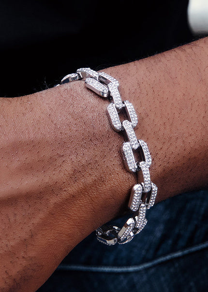 Copper gold-plated full diamond Cuban bracelet men's and women's hip-hopEuropean and American trendy simple squares men's bracelets accessories set hand accessories