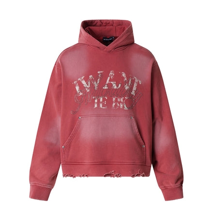 Magic Bear Men's 2026 New American Jersey Street Trendy Brand Hoodie Heavyweight Washable Broken Hoodie for Men