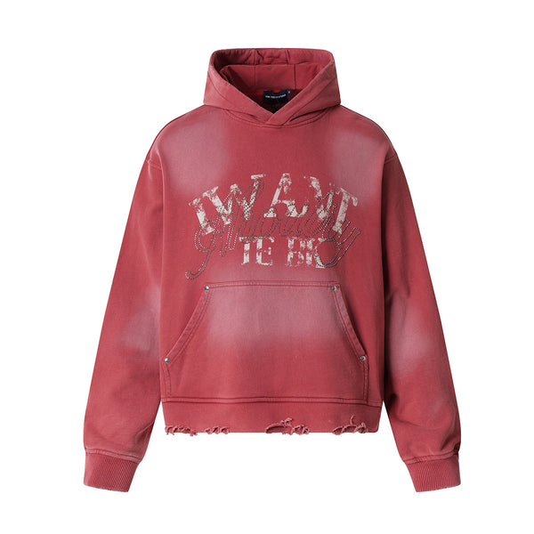 Magic Bear Men's 2026 New American Jersey Street Trendy Brand Hoodie Heavyweight Washable Broken Hoodie for Men