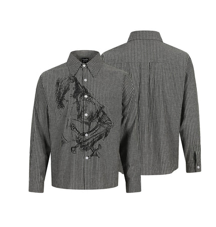 Magic Bear 2026 New Korean Old Money Style Niche Design Striped Shirt Men's INS Trendy Tough Shirt