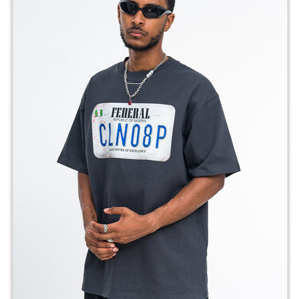 ONSEVENINE American street small neckline 280g heavy cotton short sleeve T-shirt for men and women summer loose hip hop