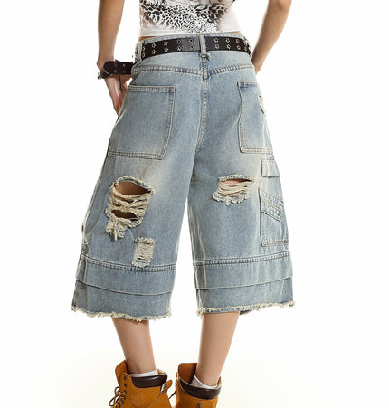 Double Waist Cropped Jeans