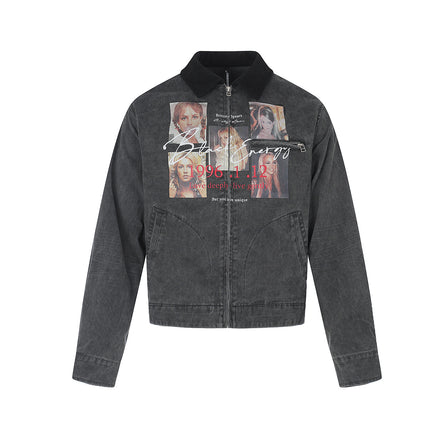 Magic Bear 2026 New American Vintage Light Asia Street Hip-Hop Jacket Washed Distressed Detroit Jacket Short Style
