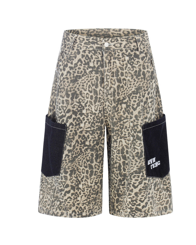 Leopard Print Cargo Shorts