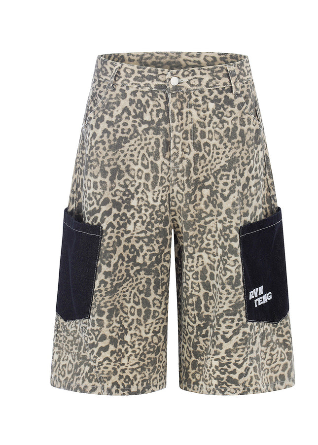 Leopard Print Cargo Shorts