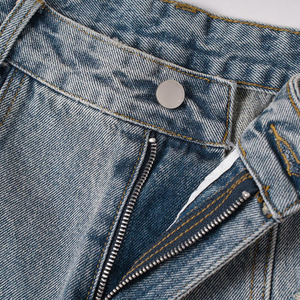 Washed Splicing Broken Denim Shorts