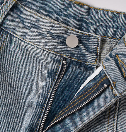 Washed Splicing Broken Denim Shorts