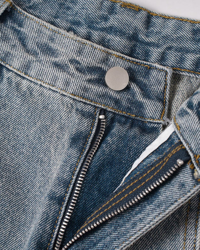Jiayiku 2026 new American washed splicing broken denim shorts wasteland style personality street cropped pants for men