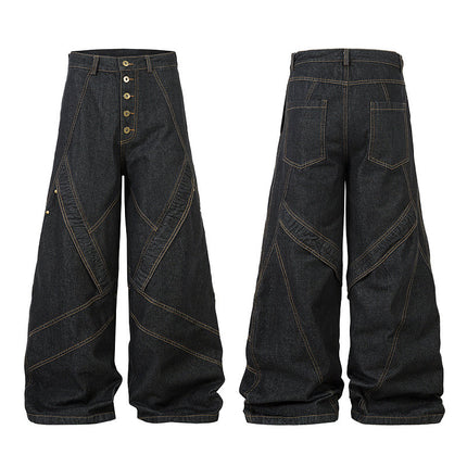 Spliced Deconstructed Wide Jeans