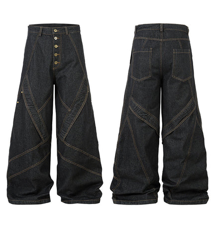 Spliced Deconstructed Wide Jeans