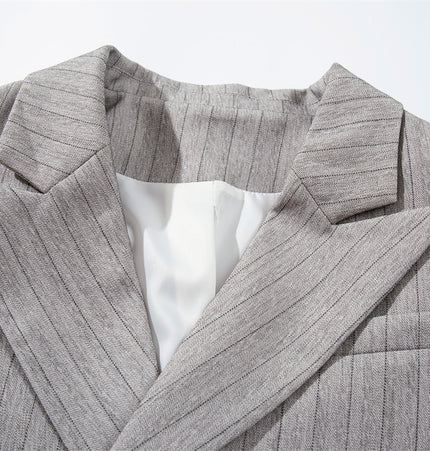 Pinstripe Double-Breasted Suit Set
