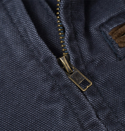 Contrast-Collar Canvas Work Jacket