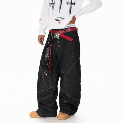 Spliced Deconstructed Wide Jeans
