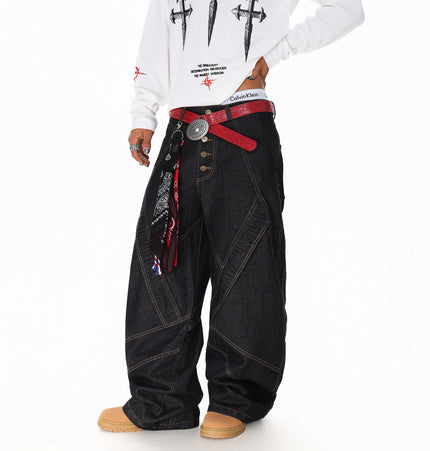 Spliced Deconstructed Wide Jeans