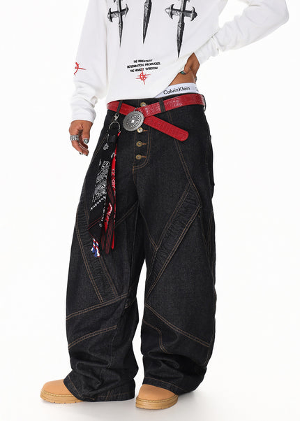 Deconstructed Wide Jeans