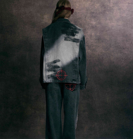 Hand-Painted Distressed Denim Set
