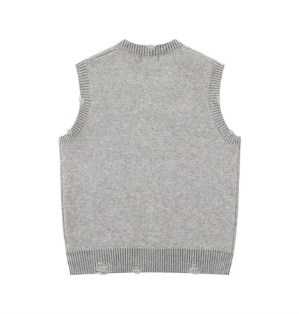 Cartoon Embroidered V-Neck Sweater Vest