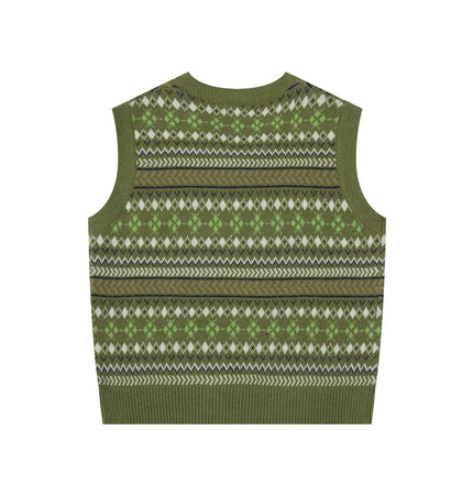 Diamond Jacquard Knit Vest