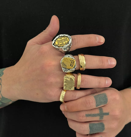 Men's 6-piece letter ring set, European and American retro hip-hop trendy unique niche design ring combo, cool