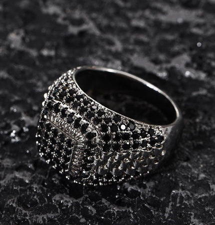 European and American hip-hop slightly set with zircon and full diamonds, high-street trendy rap ring, GAO level versatile ring, personalized ring