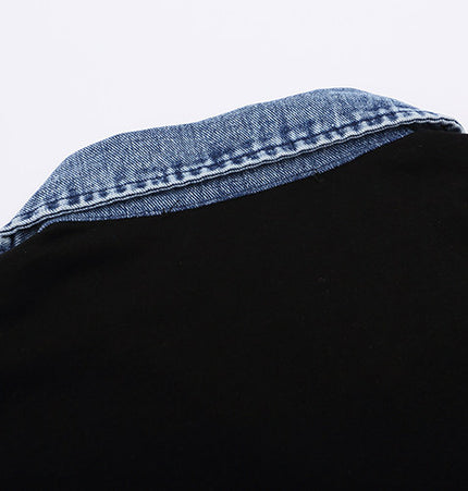 Monogram patch short-sleeved T-shirt men's ins, high street fashion brand, color-blocked lapel half-sleeve shirt, loose half-collar polo shirt
