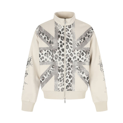 Magic Bear 2026 New American Light Asia Street Flag Baggy Flag Vintage Leopard Print Hoodie Jacket Cardigan Zipper Sweatshirt