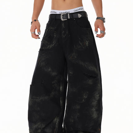 Patchwork Graffiti Washed Jeans