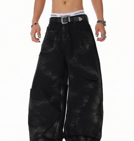 Patchwork Graffiti Washed Jeans